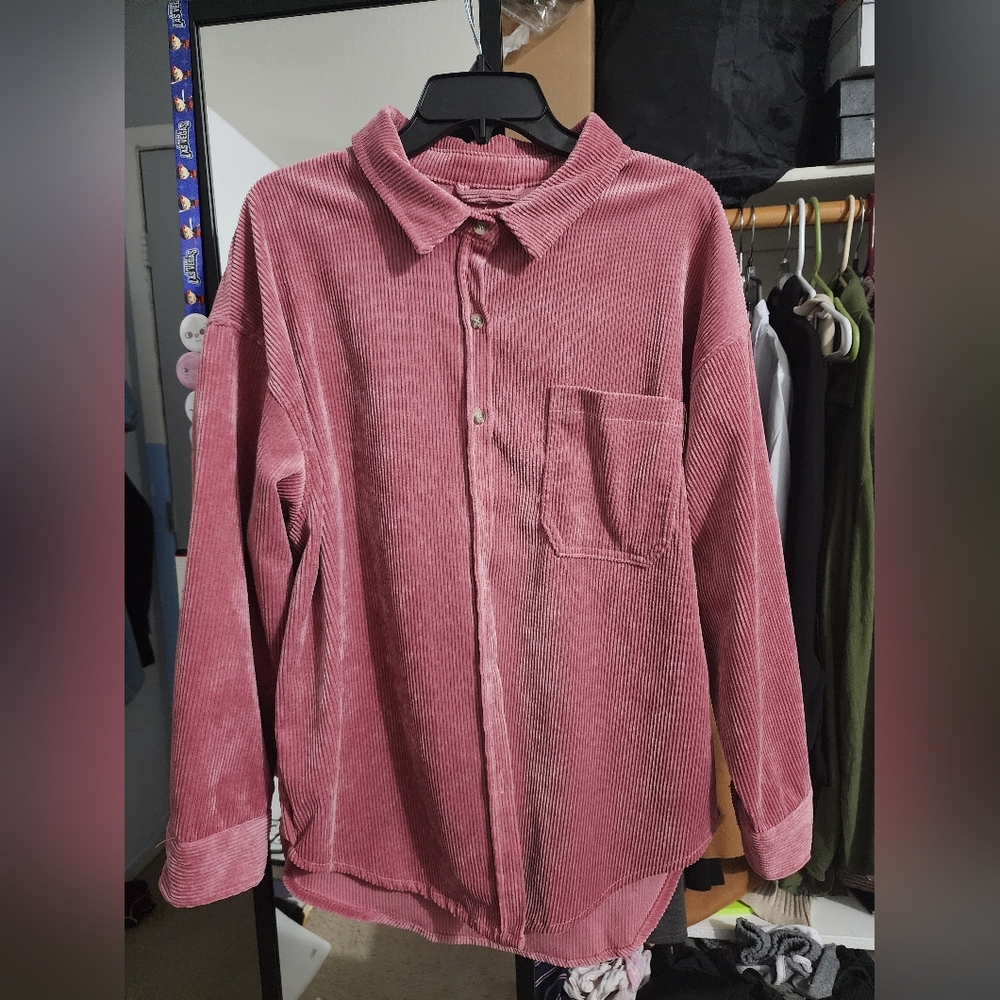Ashley by 26 International Pink Corduroy Shirt Jacket